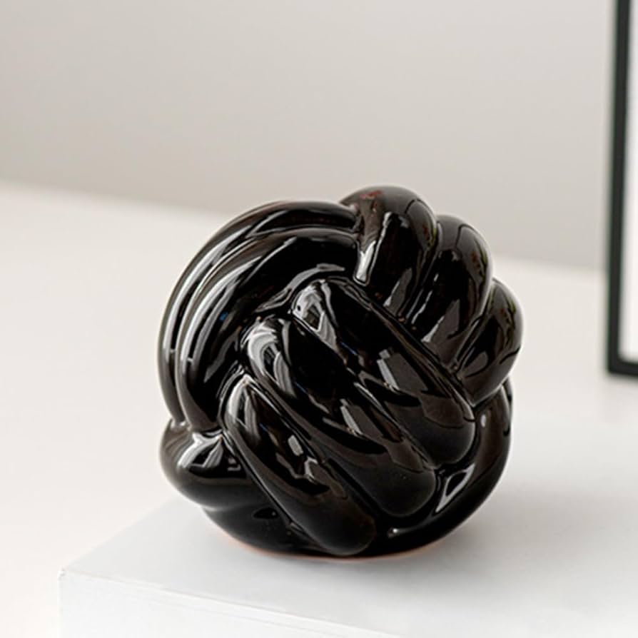 Knot-Statue-Sculpture-Ceramic-Figurine-Artwork-Creative-Yarn-Ball-Ornament-black